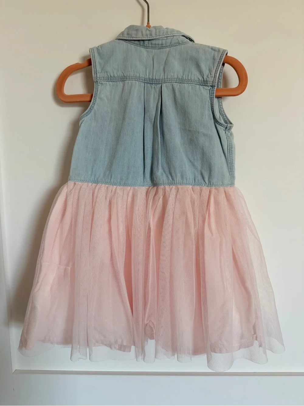 OshKosh B'gosh Light Denim Bodice with Pink Tulle Skirt Girls Dress